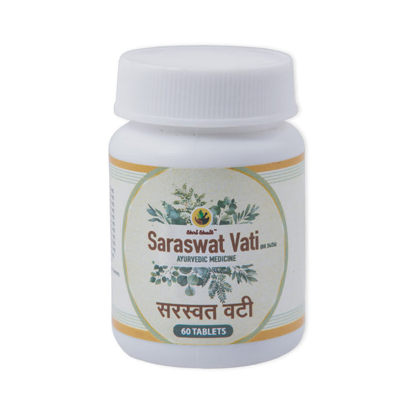 Saraswat Vati - Ayurvedic Brain Tonic for Memory, Sleep & Stress Relief | 60 & 300 Tablet Pack (60 Tablets)